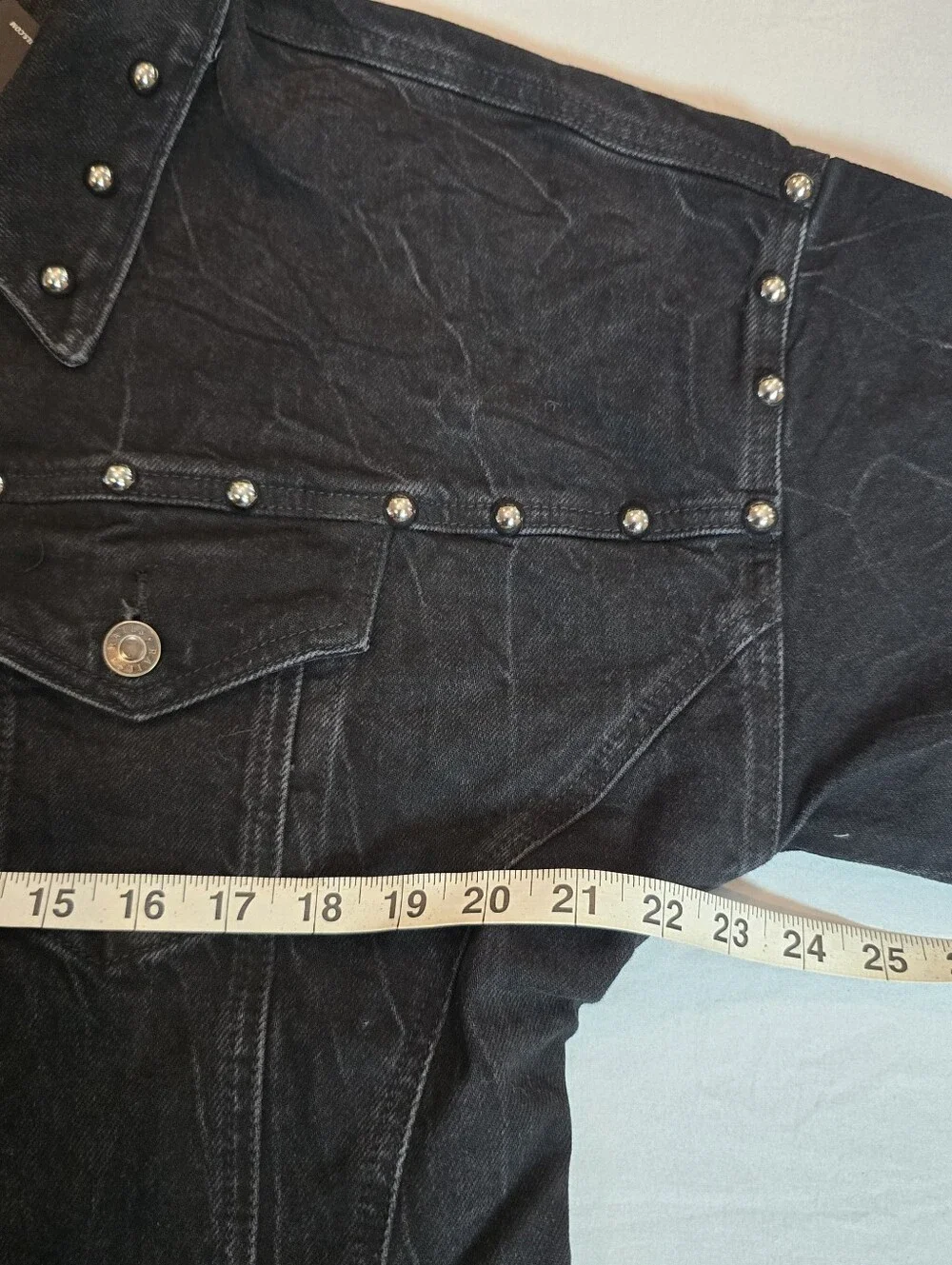 Rails Ladera Studded Denim Mini Dress NWT Size Large Black Long Sleeve - Picture 15 of 16